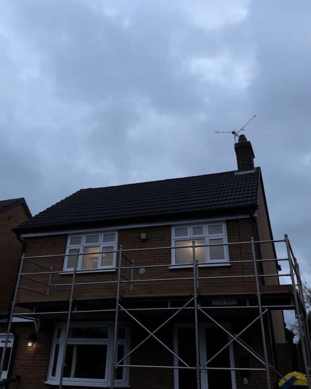 Scaffolding setup in Horbury